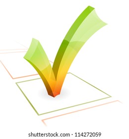 3D Check Mark, isolated on white, vector illustration