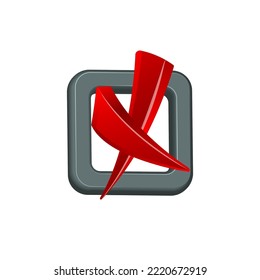 3d Check Mark. Red Cross Mark In Checkbox. Vector Illustration Isolated On White Background