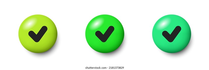 3d check mark set. Buttons check marks isolated on white background. Vector clipart.