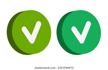 3d check mark set. Buttons check marks isolated on white background. Vector clipart.