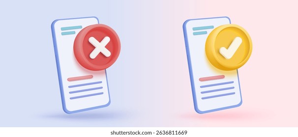 Ícone de sinal de marca de verificação 3d na bolha. botão lista de verificação melhor escolha para direita, sucesso, tique, aceitar, concordar na aplicação. 3d escolha o vetor de ícone correto com a ilustração de renderização de sombra