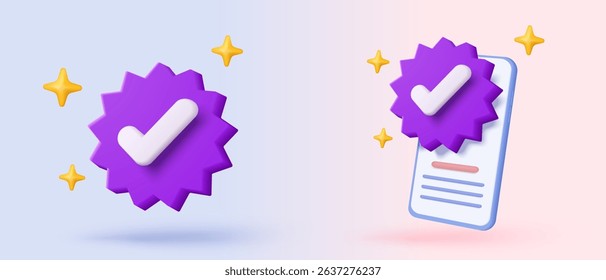 3d check mark sign icon on bubble. check list button best choice for right, success, tick, accept, agree on application. 3d choose correct icon vector with shadow render illustration