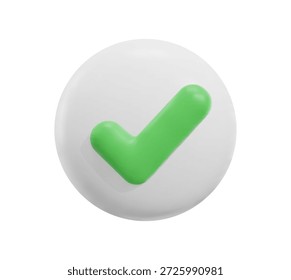 3d check mark sign icon on bubble. check list button best choice for right, success, tick, accept, agree on application. 3d choose correct icon vector with shadow render illustration