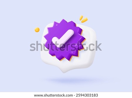 3d check mark sign icon on bubble. check list button best choice for right, success, tick, accept, agree on application. 3d choose correct icon vector with shadow render illustration