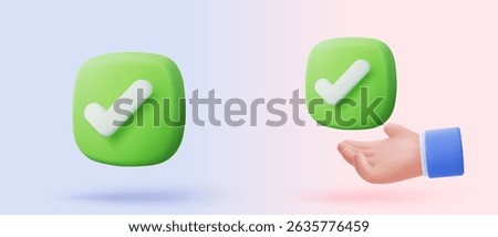 3d check mark sign icon on bubble. check list button best choice for right, success, tick, accept, agree on application. 3d choose correct icon vector with shadow render illustration