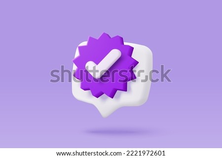 3d check mark success icon isolated on purple background. check list button best choice for right, success, tick, accept, agree on 3d application. choose success icon vector 3D rendering illustration