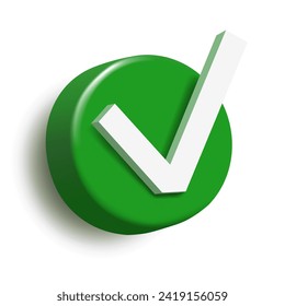 3D check mark. Vector clipart isolated on white background.