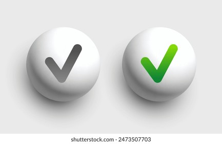 3D check mark. Vector clipart isolated on white background.