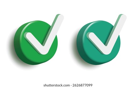 3D check mark. Vector clipart isolated on white background.