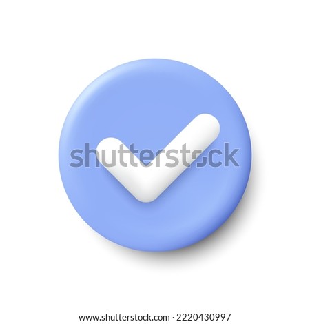 3d check mark vector icon. Check list button, success tick and correct checkbox. Right decision button isolated on white background. Right notice 3d icon. Correct answer tag. Vector