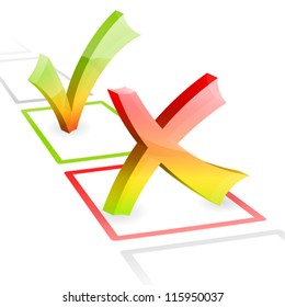 3D Check Marks, isolated on white, vector illustration