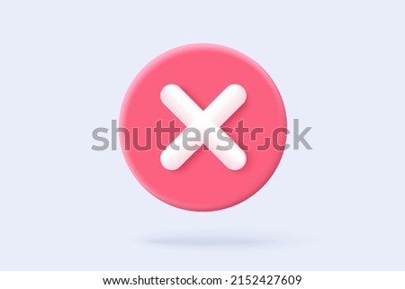 3d check wrong alert icon on white background. negative check list button choice for false, correct, tick, problem, 3d alert fail on application. emergency icon vector 3D rendering illustration