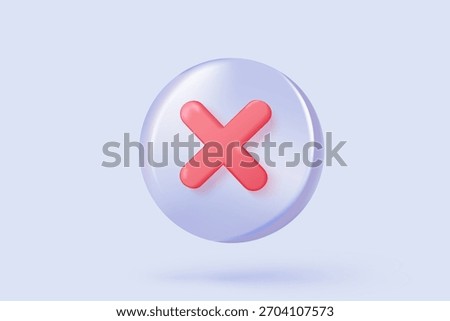 3d check wrong icon isolated on white background. negative check list button choice for false, correct, tick, problem, fail on application. emergency icon vector with shadow 3D rendering illustration