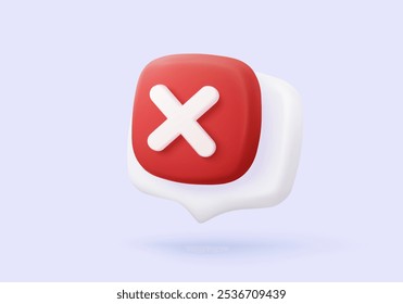 3d check wrong icon signs. negative check list buttons choice for false, select correct, tick symbolic, problem important, fail on application. 3d editable icon vector rendering illustration