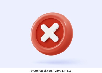 3d check wrong icon signs. negative check list buttons choice for false, select correct, tick symbolic, problem important, fail on application. 3d editable icon vector rendering illustration
