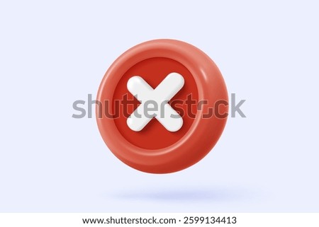 3d check wrong icon signs. negative check list buttons choice for false, select correct, tick symbolic, problem important, fail on application. 3d editable icon vector rendering illustration