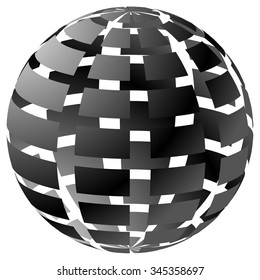 3d checkered sphere on white. Editable vector.