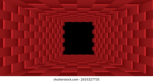 Fondo de ilusión de túnel a cuadros 3D - Rejilla de Perspectiva negra y roja