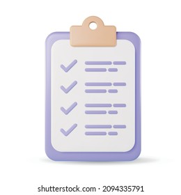 3d checklist icon vector illustration