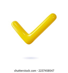 3d checkmark icon, ok yes button web design element. Select tick, correct done item check. Approved choise verified agreement vector render
