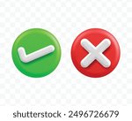3d checkmark tick cross right wrong mark symbol or sign clipart png transparent background