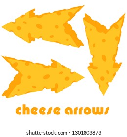 3D cheese arrows in three directions for a shop or restaurant