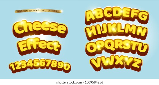 3D Cheese & Comic Lettering Text with shining light. Vector eps.10