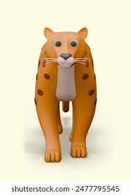 3D cheetah, front view. Predator from cat family. Fastest animal