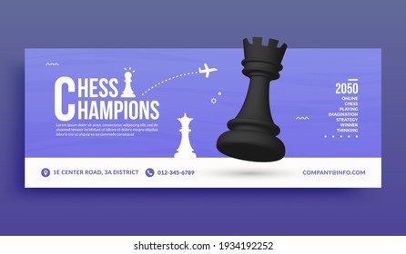 3D Chess Battle Competition Social Media Cover Banner Template, Business Strategy And Management Background