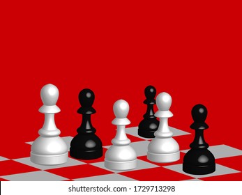 3d chess board  red and white graphic illustration red background creative inspirational digital design.