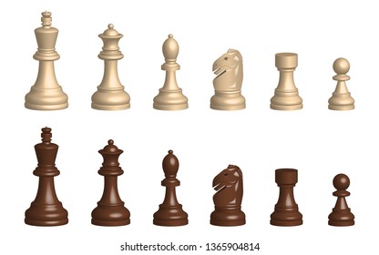 3d chess game pieces vector design illustration isolated on white background