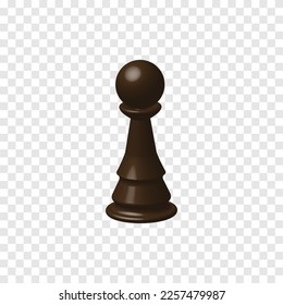 3D Chess Pawn Pieces Isolated On Transparent Vector Illustration