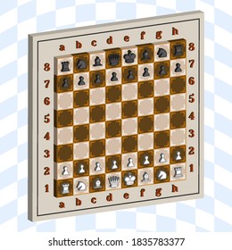 3D chess volumetric figures on the board EPS10