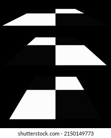 3d chessboard, checkerboard pattern in perspective. Checkered, chequered checks planes vanishing, diminishing into horizon
