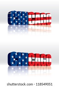 3D Chicago (USA) Vector Word Text Flag