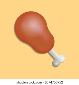 3d chicken leg icon vector illustration. 3d icon food. 3d food isolated design
