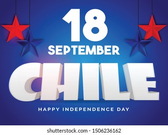 3D Chile with hanging stars Chile Independence Day