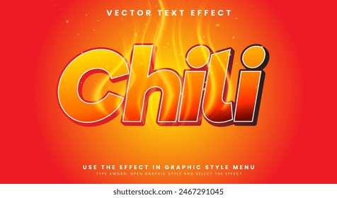 3d Chili text effect Template with Realistic cartoon style effect