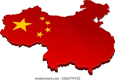 3D China map with communist flag (cut out)