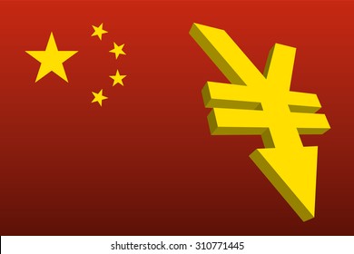 3D China Yuan devaluation graphic sign symbol vector illustration