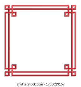 3D chinese border frame for text, card, element and decoration, vector illustration