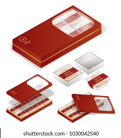 3d chinese moon cake package box vector
