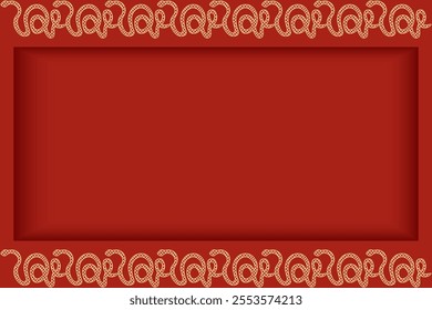 3D Chinese new year Frame with gold Snake and Copy Space. Blank festive Frame in traditional asian style. Abstract 3D vector illustration. EPS 10