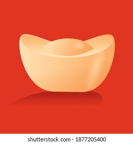 3d chinese new year gold ingot vector, illustration