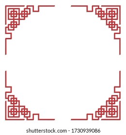 3D chinese pattern frame, vector border art china style on white background