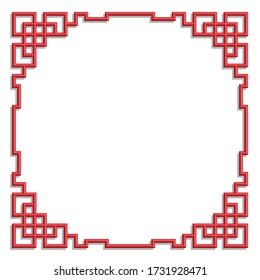 3D chinese pattern frame, vector border art china style on white background