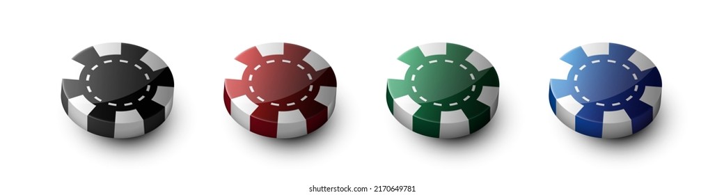 3d chips. Isometric chips. A set of chips for gambling. Vector illustration.	