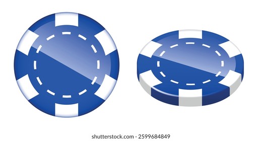 3D chips set. Blue vector chips isolated on white background.