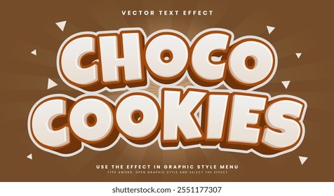 3D Choco Cookies Plantilla de efecto de texto editable adecuado para la Plantilla de estilo de dibujos animados