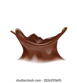 3D Chocolate Drop Corona Splash Isolated On White Background. EPS10 Vector